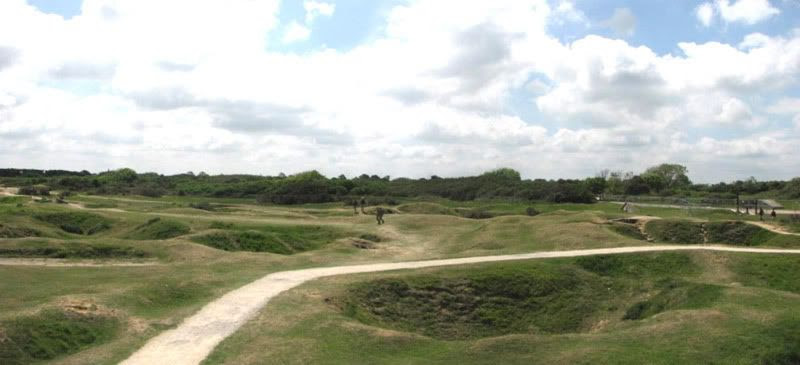 Panorama of craters at Pointe du Hoc