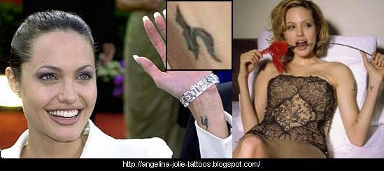 Angelina Jolie tattoo -The letter H on her left wrist. 