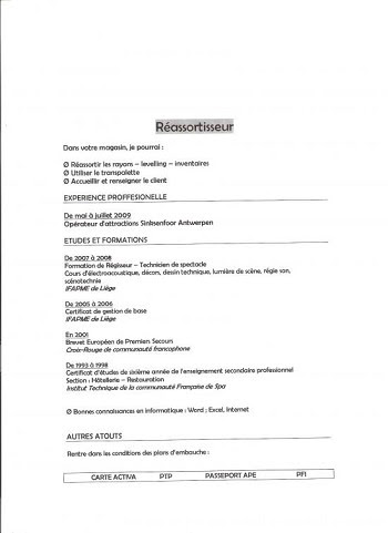 Exemple de cv vendeur en magasin de sport