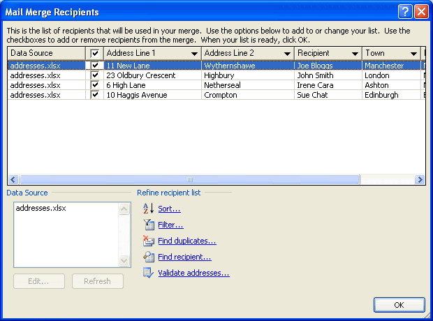 Microsoft Excel 2007 - Mail Merge In Excel
