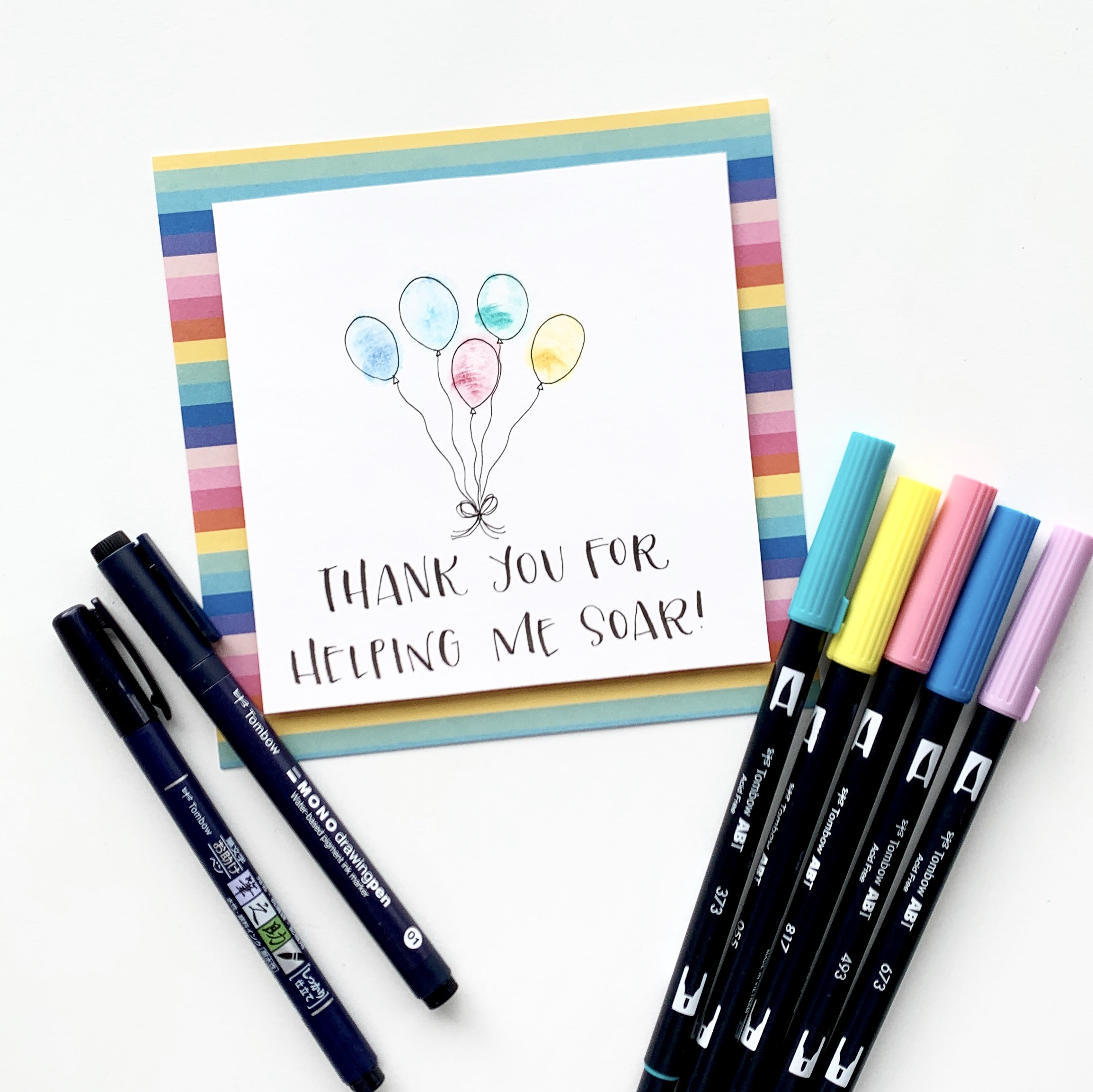 Diy Thumbprint Balloon Card For Teacher Appreciation Tombow Usa Blog