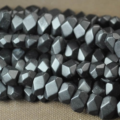 s20068 Stone Beads - Faceted Nuggets - Matt Black Onyx (1)
