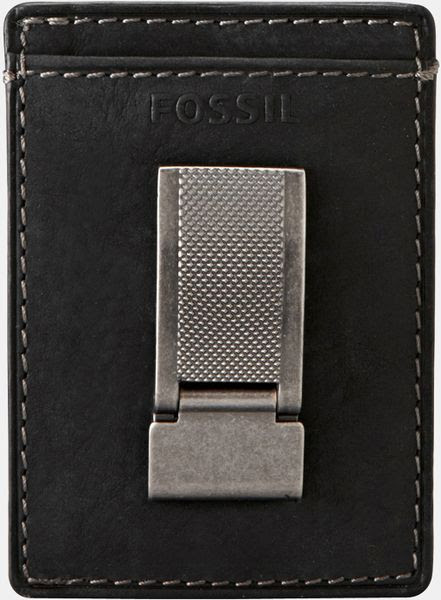 Fossil Money Clip Card Case in Black for Men | Lyst