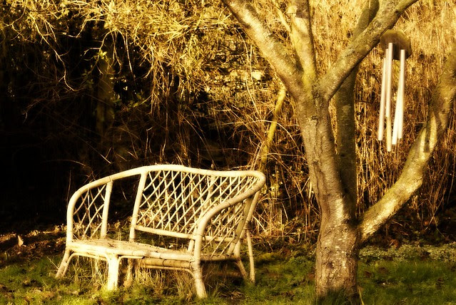 chair and windchimes
