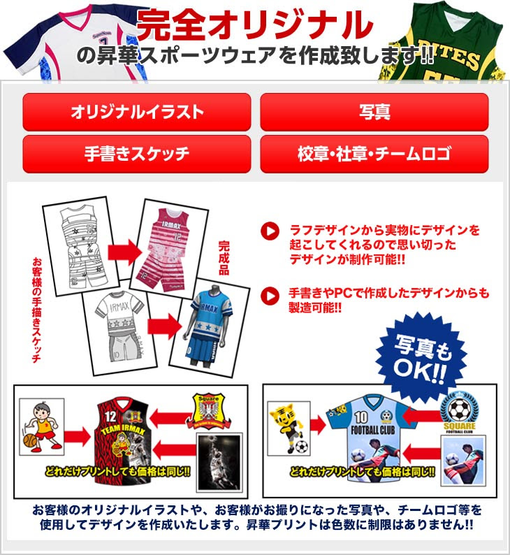 昇華プリントウェアとは 昇華スポーツウェアのユニフォームをチームオーダーするならイルマックスへ サッカー バスケなど