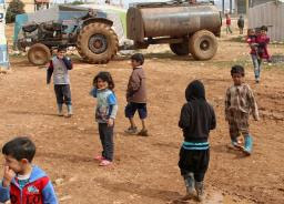 Syrian children play at a refugee camp on&nbsp;&hellip;