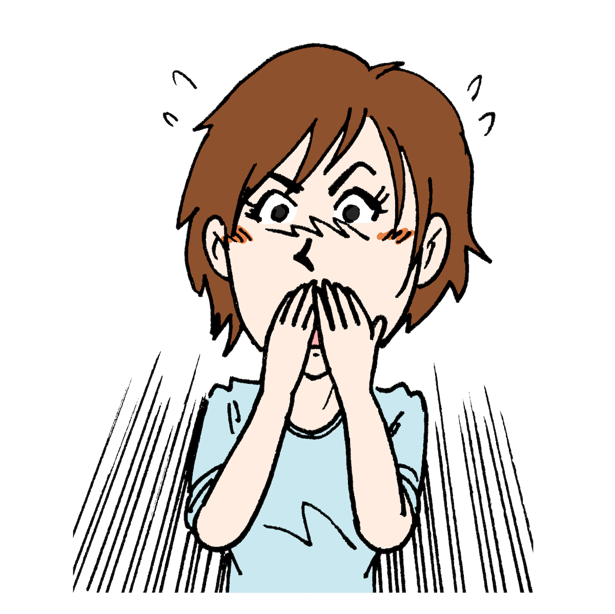 口に手をあて驚く顔をした女性 びっくり人物素材イラスト 無料イラスト配布サイトマンガトップ
