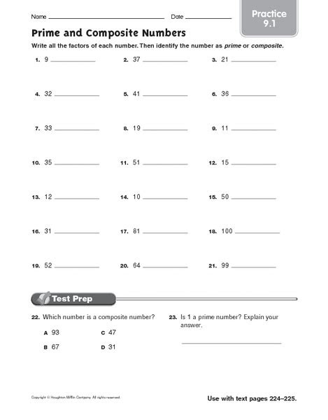  free printable worksheets on prime and composite numbers printable