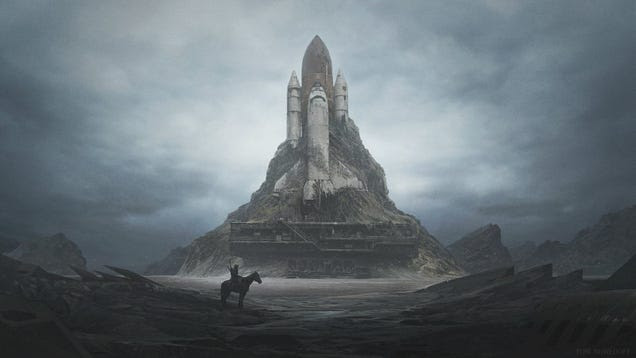 I love this post-apocalyptical space shuttle by Yuri Shwedoff