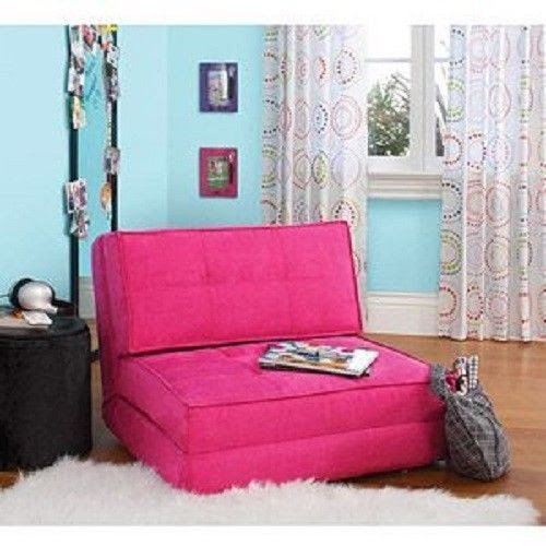 PINK Flip Out Down Sleeper Chair Lounge Bed Seat Convertible Folding ...