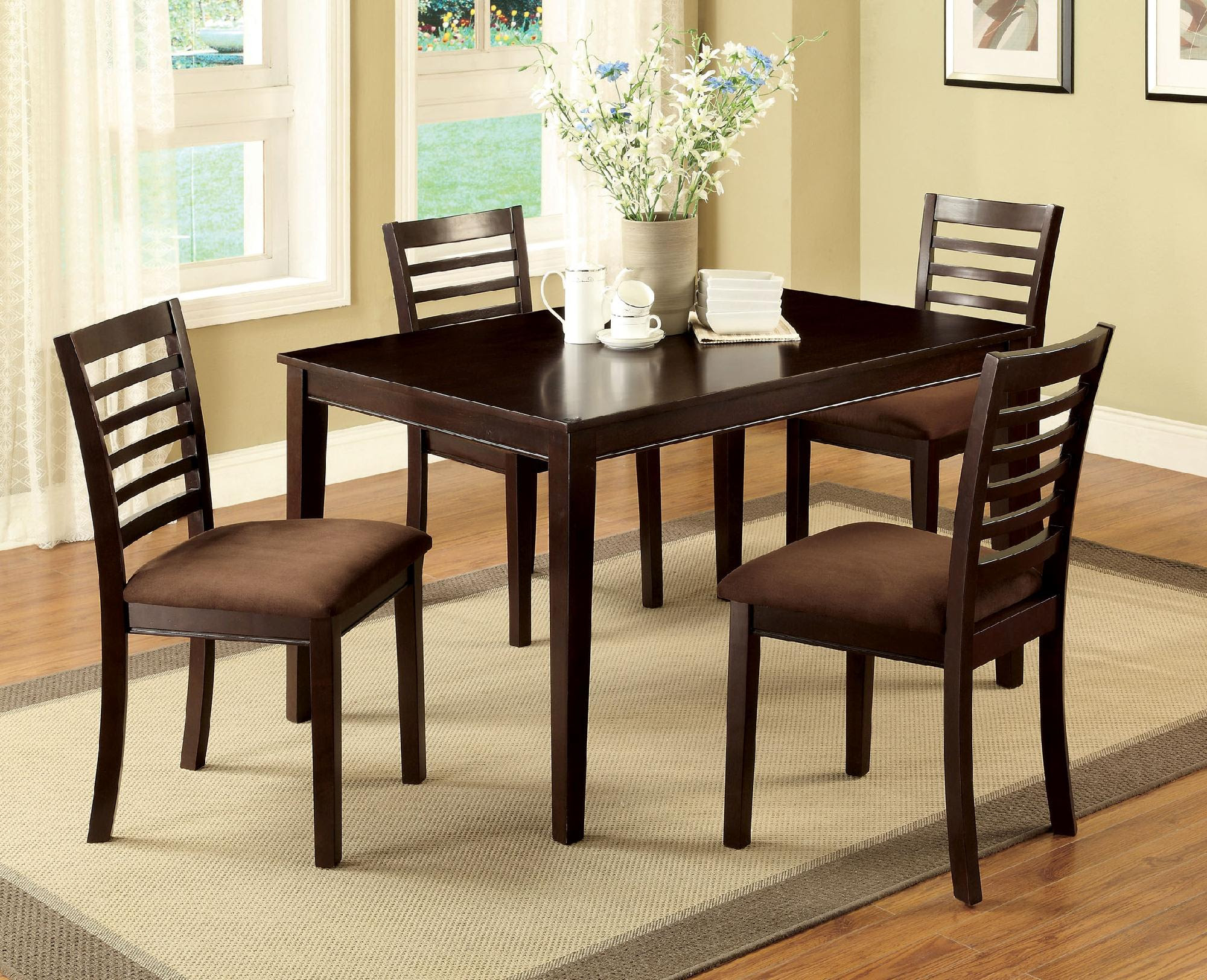 Furniture of America Larkans Espresso 5-Piece Dining Table Set