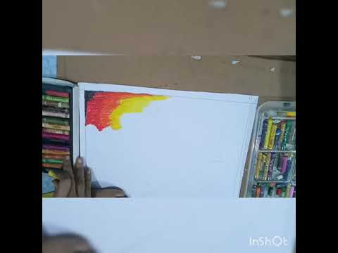 How to draw sunrise with oil pastel