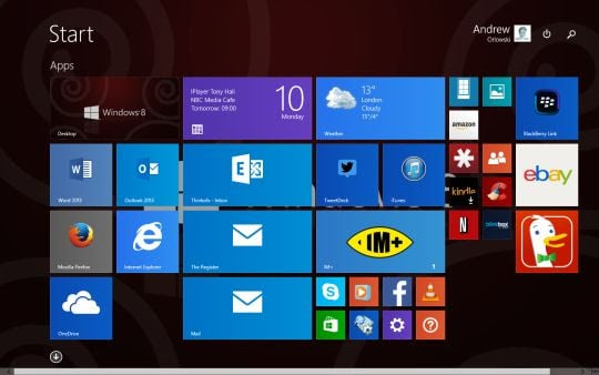 Captura de tela do Windows 8.1 Update 1 de desktop