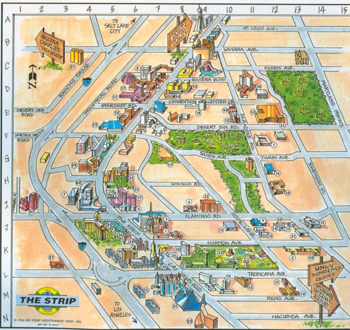 las vegas strip. Las Vegas Strip Map