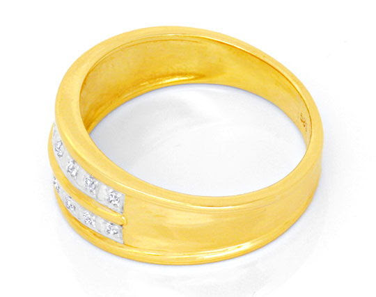 Originalfoto BREITER DIAMANTRING 14K GELBGOLD, 14 DIAMANTEN SHOP NEU