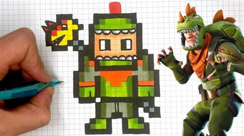 como dibujar rex pixel art skin fortnite youtube