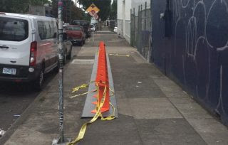 A station on SE 7th at Burnside that one of our readers says negatively impacts walking and wheelchair access space.(Photo: David Goodyke)