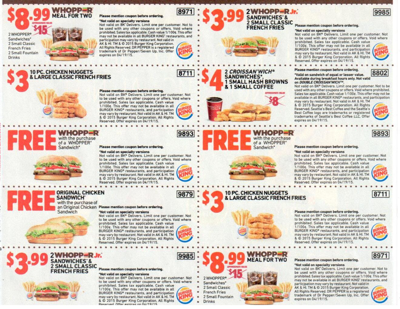 Burger King Promo Codes & Coupons April 2017