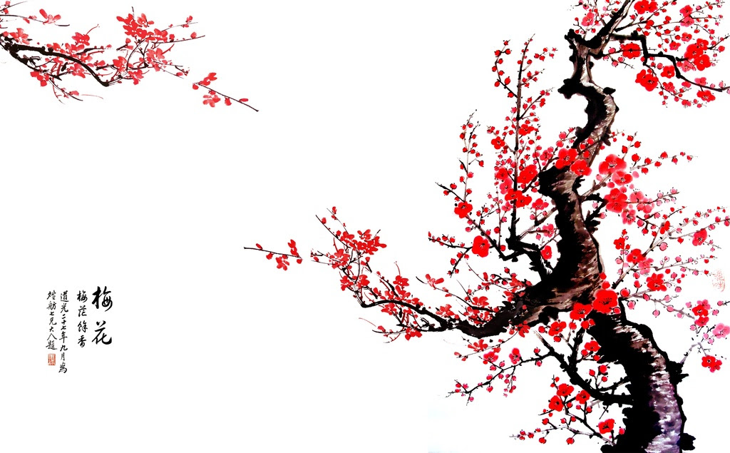 梅花水墨画壁纸 梅花水墨画壁纸画法