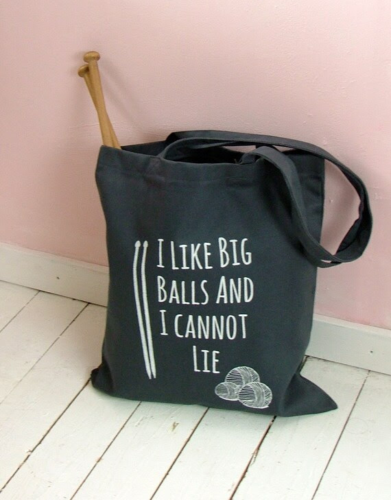 Like Big Balls Grey Canvas Knitting Bag - yarn bag