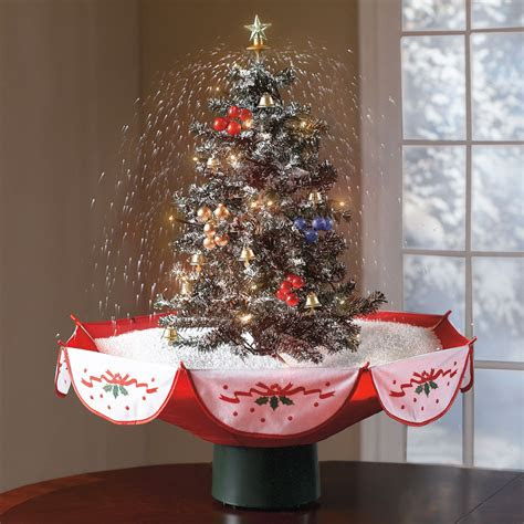 tabletop snowing christmas tree  green head