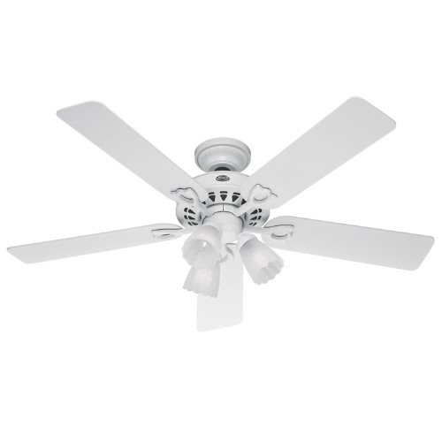 Hunter 22434 Sontera Three-Light 52-Inch Five-Blade Ceiling Fan, White with Frosted Globes