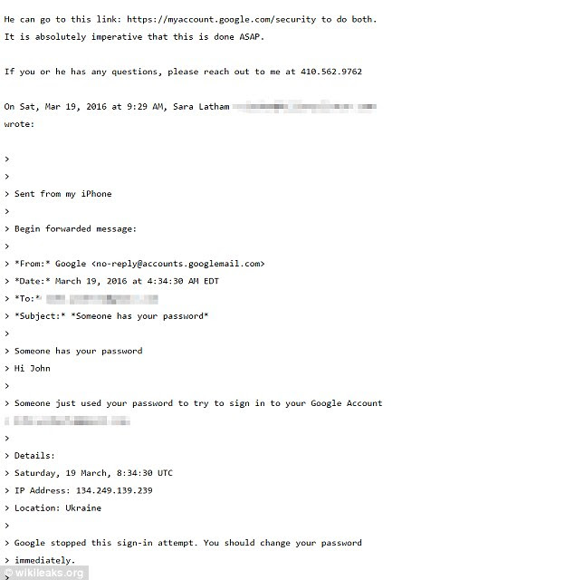 The email claimed to be from Google and told him he needed to change his password immediately because someone had tried to access his account 