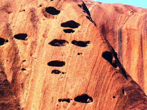 Wind and water erosion - Uluru by thewideblueyonder