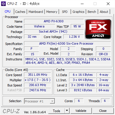 Amd Fx 6300 3511 09 Mhz Cpu Z Validator