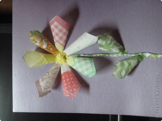 Открытка Бумагопластика: Цветик - семицветик Салфетки День рождения. Фото 1