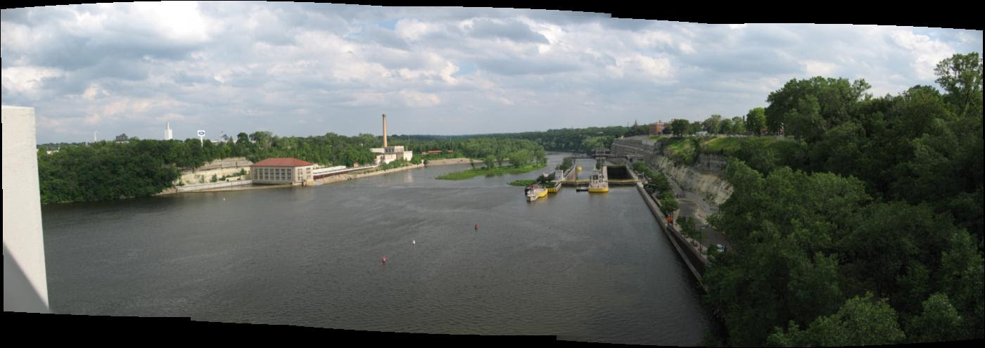 In the distance is Lock and Dam 1 originally constructed in 1917, then reconstructed in 1929 to allow for hydro power to be developed.