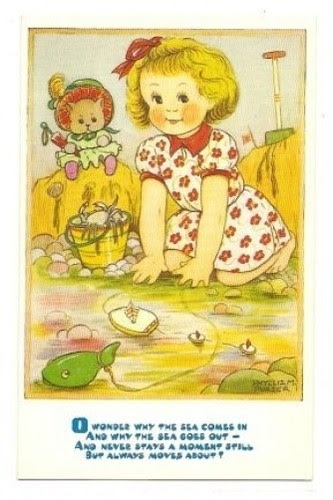 Phyllis-Purser-postcard-Little-girl-sat-by-a-rock-pool