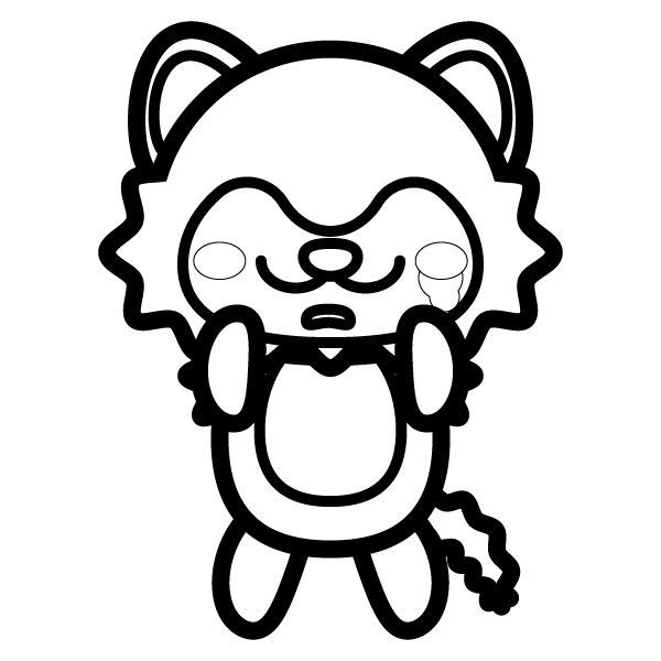 塗り絵に最適な白黒でかわいい狼の無料イラスト 商用フリー オイデ43