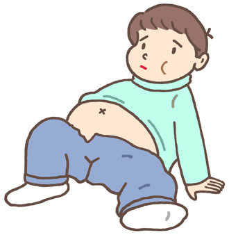 無料イラスト アップロード 健康管理 食べ過ぎ 膨満感 肥満 会社で使う 無料ビジネス素材