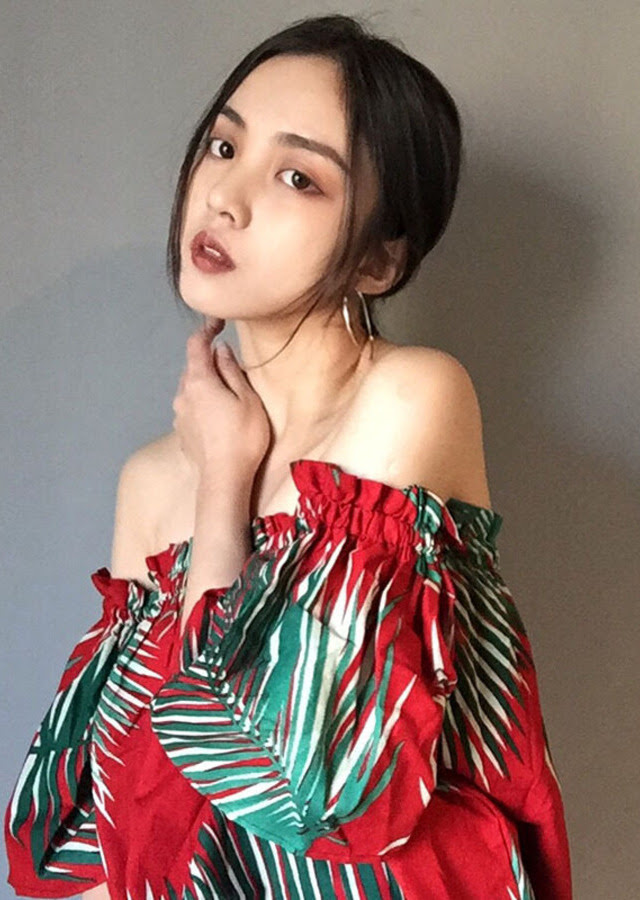 chiffon shirt, floral, short section, korean version