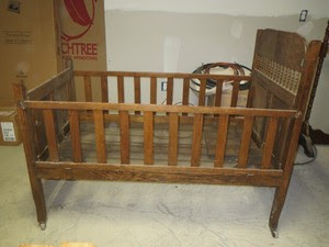 FANTASTIC Antique 1800's Folding Baby Crib Bed Wood All 