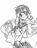 Kawaii female anime characters coloring book picture pages.