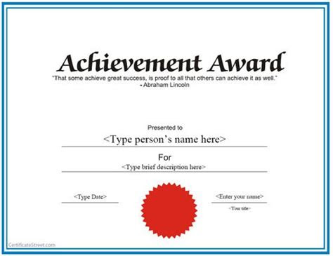 A student may earn a certificate after he takes courses in a specific subject. Special Certificates - Achievement Award Certificate