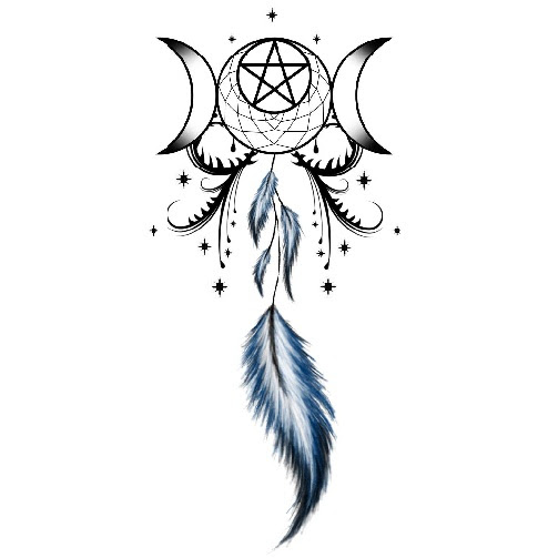 The last dream catcher tattoo is a moon goddess inspired dreamcatcher 
