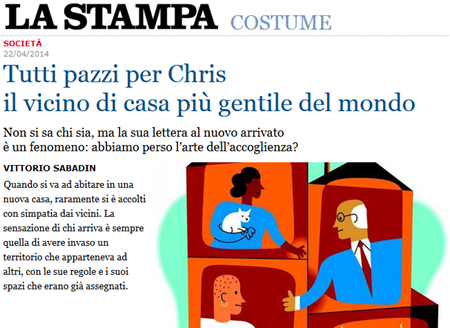 http://www.lastampa.it/2014/04/22/societa/tutti-pazzi-per-chris-il-vicino-di-casa-pi-gentile-del-mondo-9XjVsdOFRpV6agzr7pwvsM/pagina.html