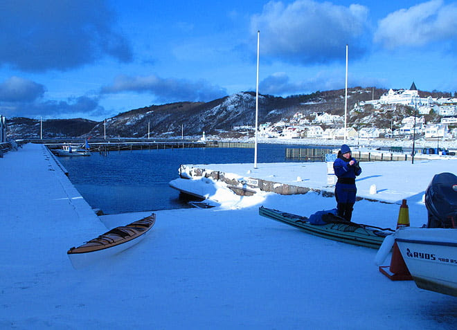Hamnen i Mölle. Lite snö/isslask längst in men annars helt öppet