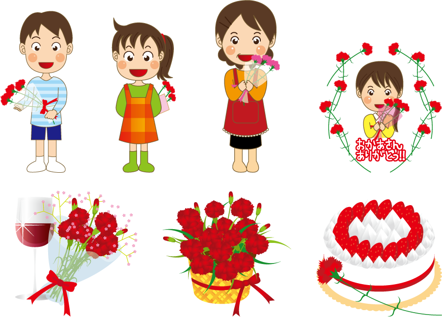 フリーイラスト 母の日の母と子とプレゼントのセットでアハ体験 Gahag 著作権フリー写真 イラスト素材集