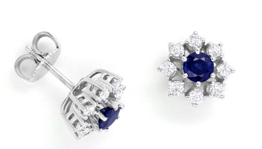 Original-Foto 1, DIAMANT-SAFIR-OHRSTECKER, 0,8 SAPHIRE, WEISSGOLD LUXUS!