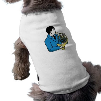 Male French Horn Player Blue Suit Pet T-shirt