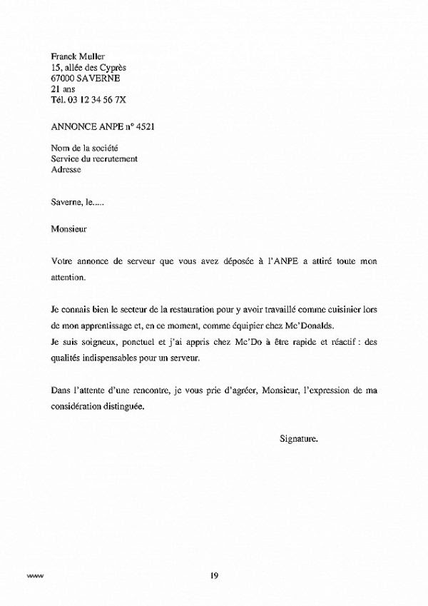 exemple de lettre de motivation pour emploi - Modele de ...