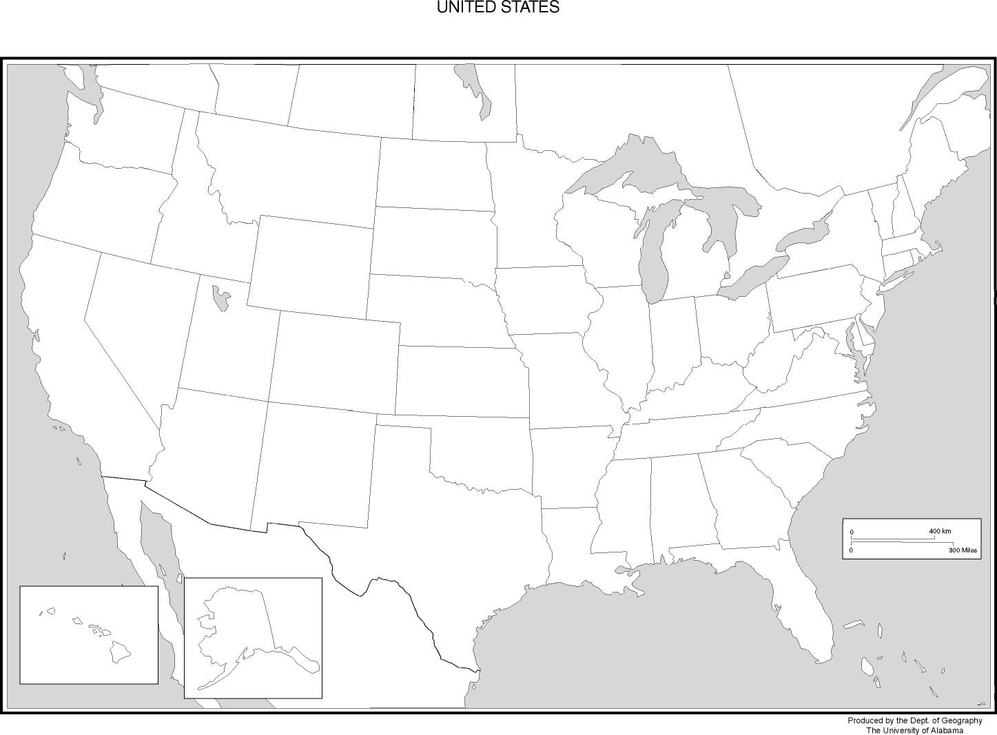 Map United States Black And White blank map of United States states, USA black and white map