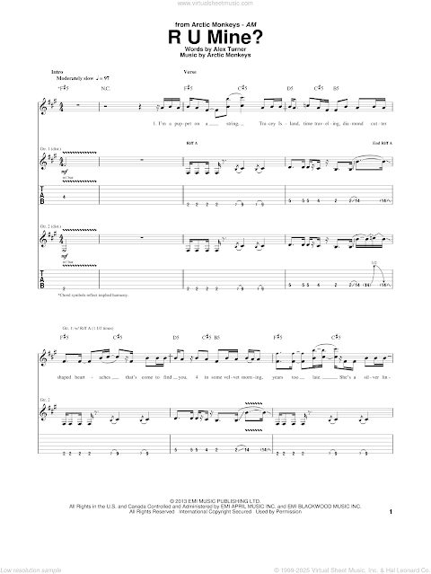Monkeys  R U Mine  sheet music for guitar tablature PDF 