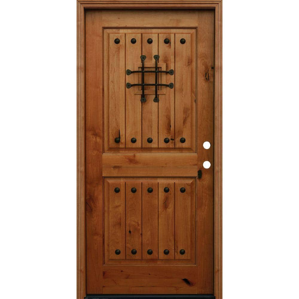 Pacific Entries 36 in. x 80 in. Rustic 2-Panel Square Top ...