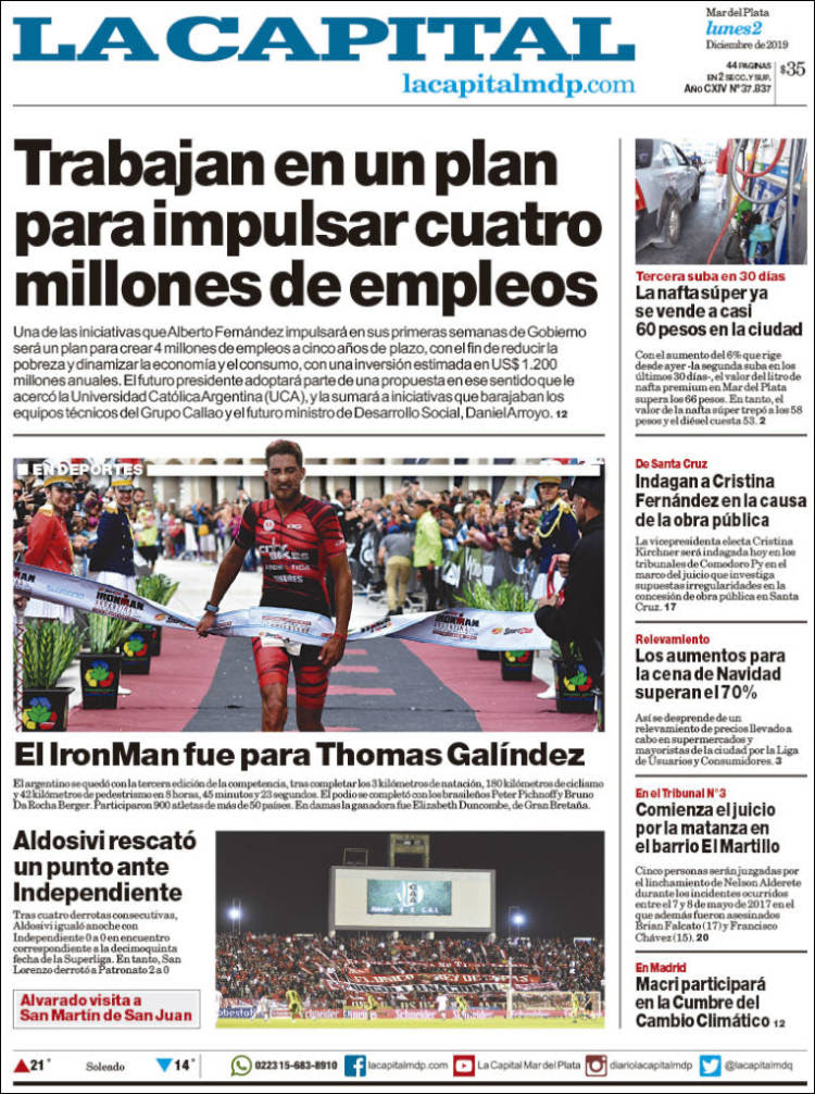 Portada de Diario La Capital - Mar del Plata (Argentina)