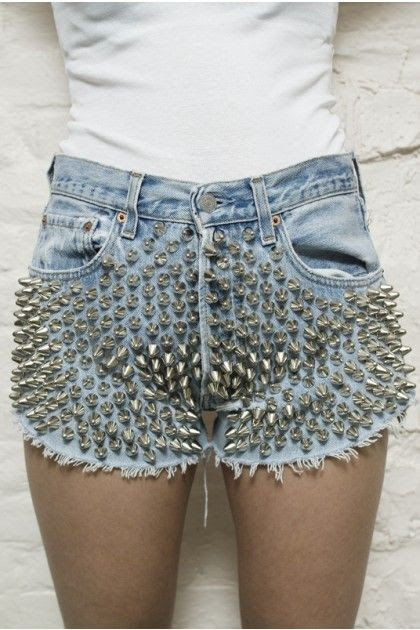 OMG I want these so bad!! ♥ #fashion #shorts #spikes